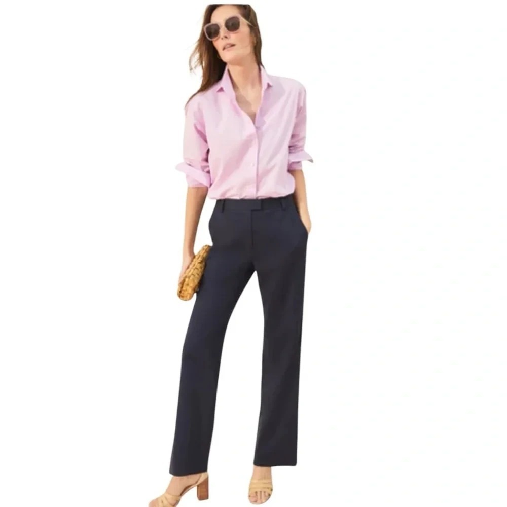 J. McLaughlin Brock Pants Women's Size 8 Navy Wide Leg Trouser Stretch